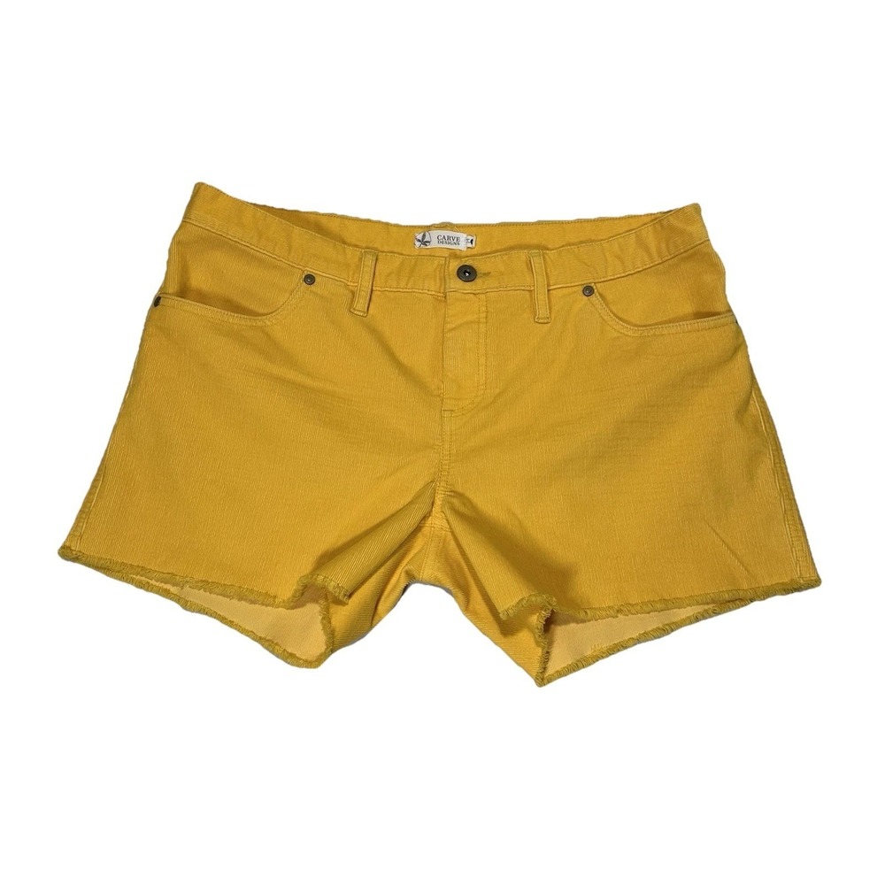 Carve Designs Oahu Corduroy Shorts Yellow 4" Inseam Sz 12 Raw Hem Women
